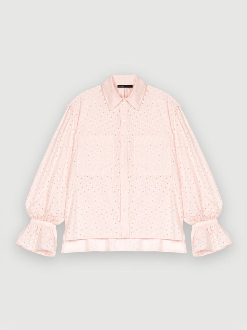 Maje Delicate Light Pink Eyelet Button-Down Blouse